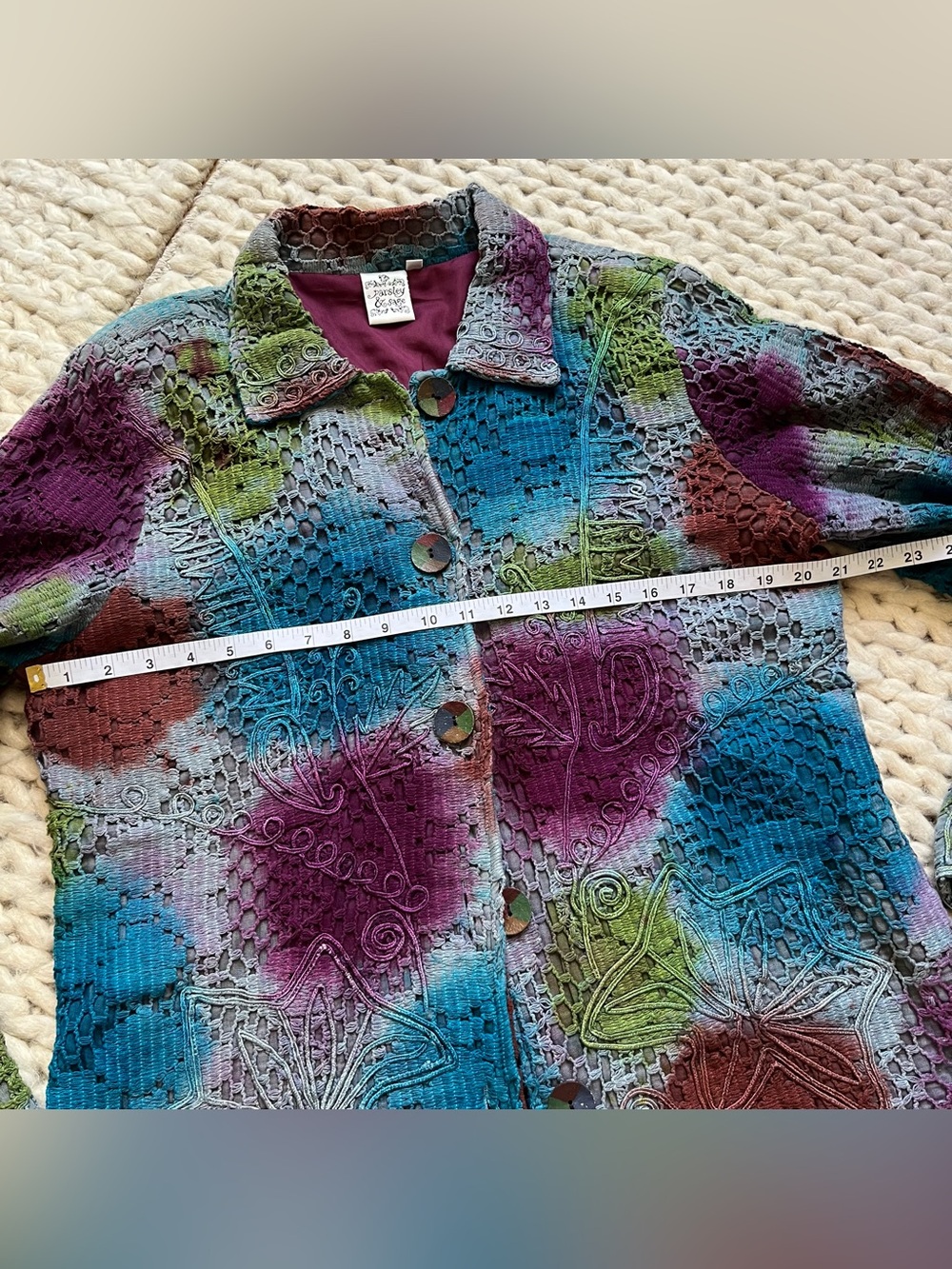 Paisley and Sage Spring Jacket Button-Front  | X-Large - Picture 5 of 8